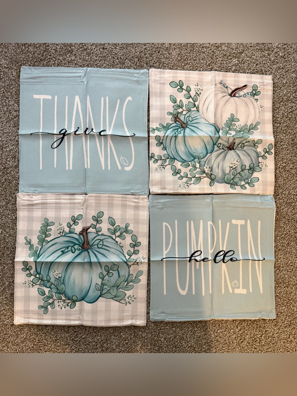 Aqua Teal Pumpkin Decorative Napkins - Set of 4